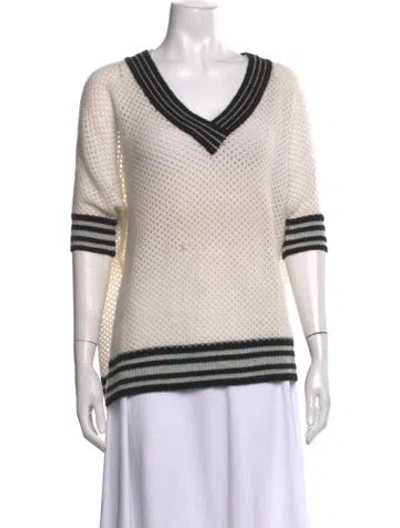 Pre-owned Minnie Rose Cashmere Striped Sweater In Neutrals