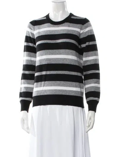 Pre-owned Minnie Rose Cashmere Striped Sweater In White
