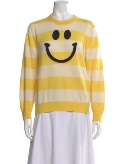 Pre-owned Minnie Rose Cashmere Striped Sweater In Yellow