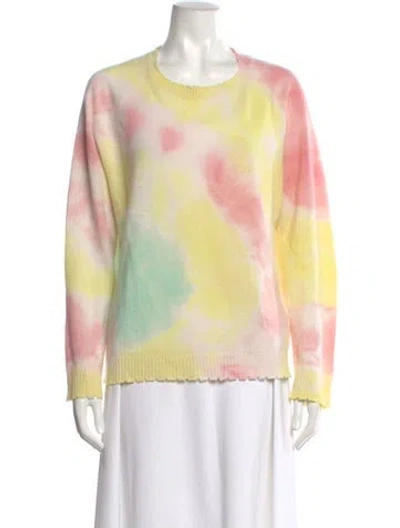 Pre-owned Minnie Rose Cashmere Tie-dye Print Sweater In Yellow