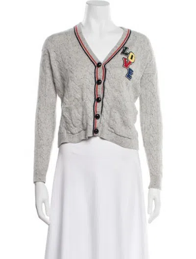 Pre-owned Minnie Rose Cashmere Tweed Pattern Sweater In Grey