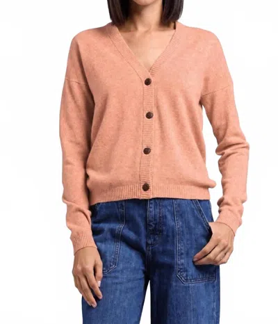 Minnie Rose Cashmere V Neck Cardigan In Rose In White