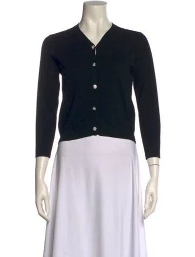 Pre-owned Minnie Rose Cashmere V-neck Sweater In Black