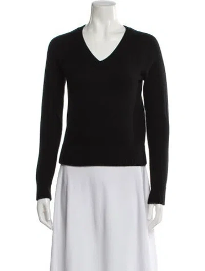 Pre-owned Minnie Rose Cashmere V-neck Sweater In Black