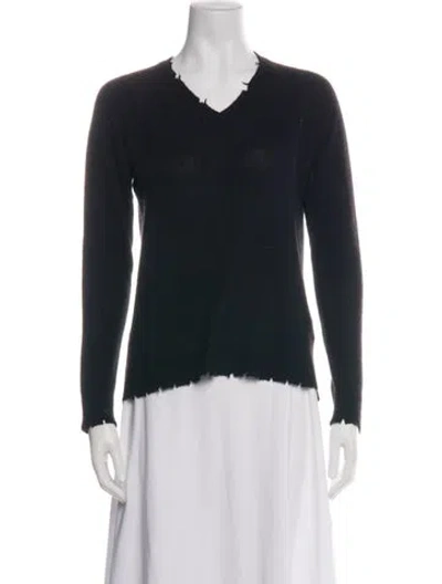 Pre-owned Minnie Rose Cashmere V-neck Sweater In Black