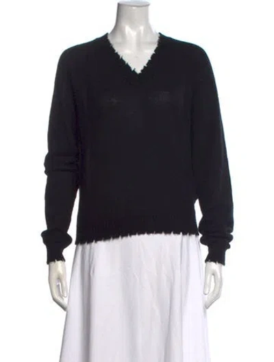 Pre-owned Minnie Rose Cashmere V-neck Sweater In Black