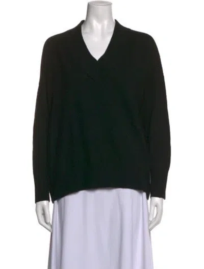 Pre-owned Minnie Rose Cashmere V-neck Sweater In Black