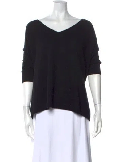 Pre-owned Minnie Rose Cashmere V-neck Sweater In Black