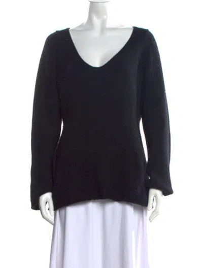 Pre-owned Minnie Rose Cashmere V-neck Sweater In Black