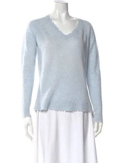 Pre-owned Minnie Rose Cashmere V-neck Sweater In Blue