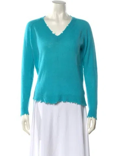 Pre-owned Minnie Rose Cashmere V-neck Sweater In Blue