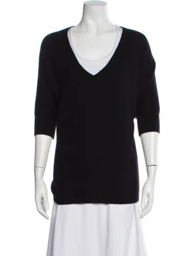 Pre-owned Minnie Rose Cashmere V-neck Sweater In Blue