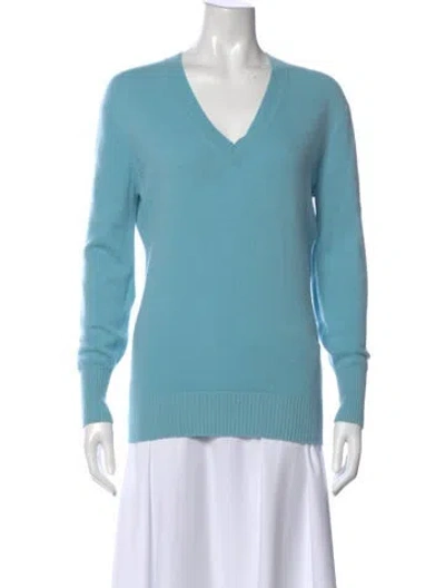 Pre-owned Minnie Rose Cashmere V-neck Sweater In Blue