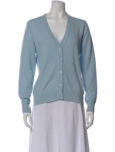 Pre-owned Minnie Rose Cashmere V-neck Sweater In Blue