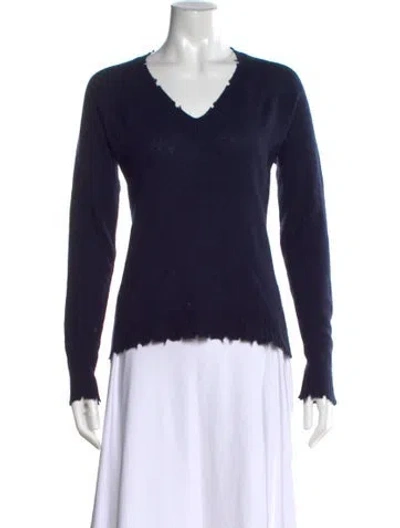 Pre-owned Minnie Rose Cashmere V-neck Sweater In Blue