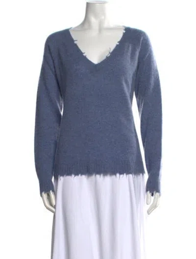 Pre-owned Minnie Rose Cashmere V-neck Sweater In Blue