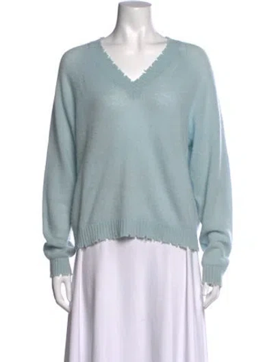 Pre-owned Minnie Rose Cashmere V-neck Sweater In Blue
