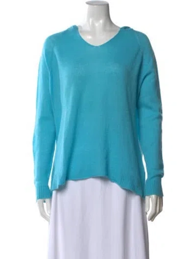 Pre-owned Minnie Rose Cashmere V-neck Sweater In Blue