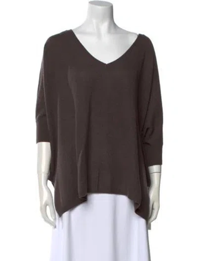 Pre-owned Minnie Rose Cashmere V-neck Sweater In Brown
