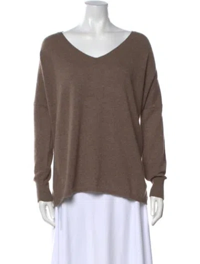 Pre-owned Minnie Rose Cashmere V-neck Sweater In Brown