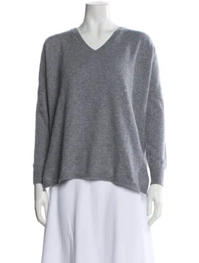 Pre-owned Minnie Rose Cashmere V-neck Sweater In Gray