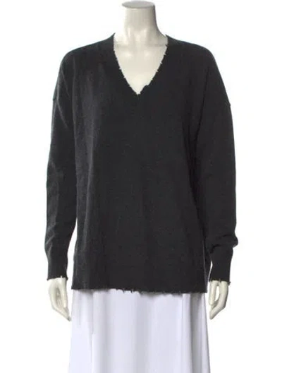 Pre-owned Minnie Rose Cashmere V-neck Sweater In Gray