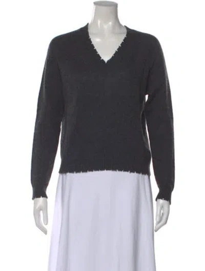 Pre-owned Minnie Rose Cashmere V-neck Sweater In Gray