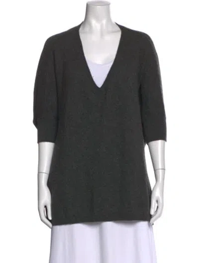 Pre-owned Minnie Rose Cashmere V-neck Sweater In Gray