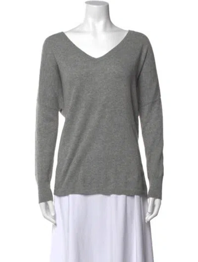 Pre-owned Minnie Rose Cashmere V-neck Sweater In Gray