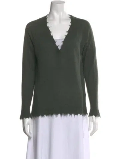 Pre-owned Minnie Rose Cashmere V-neck Sweater In Green
