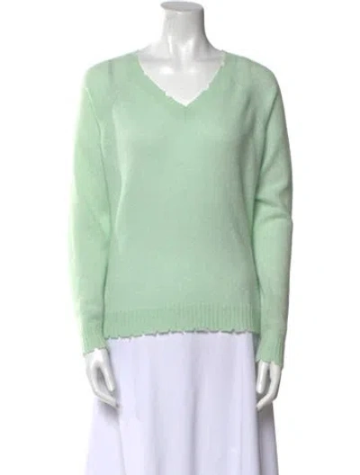 Pre-owned Minnie Rose Cashmere V-neck Sweater In Green