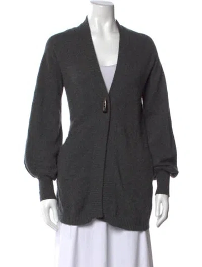 Pre-owned Minnie Rose Cashmere V-neck Sweater In Grey