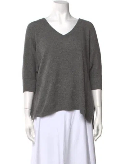 Pre-owned Minnie Rose Cashmere V-neck Sweater In Grey