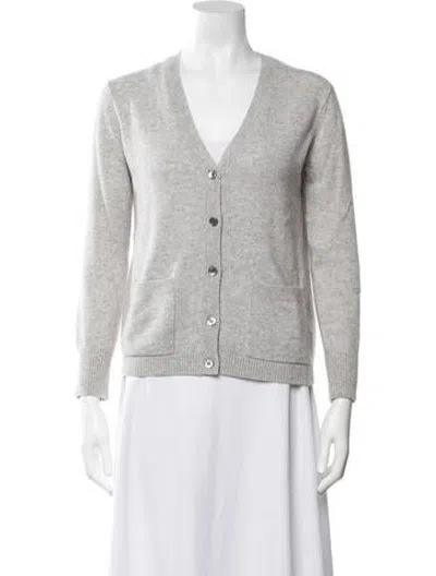 Pre-owned Minnie Rose Cashmere V-neck Sweater In Grey
