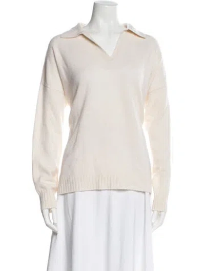 Pre-owned Minnie Rose Cashmere V-neck Sweater In Neutral