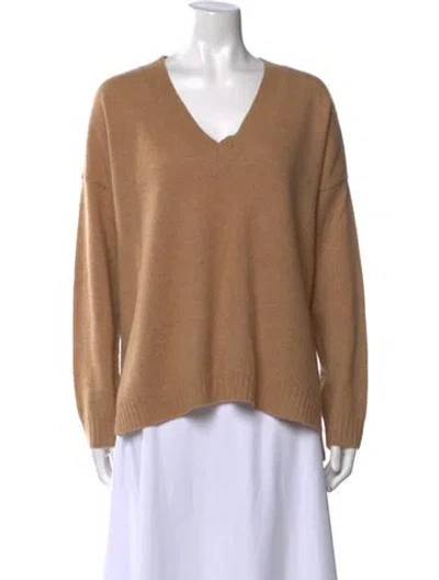 Pre-owned Minnie Rose Cashmere V-neck Sweater In Neutral