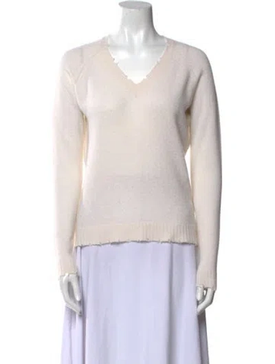 Pre-owned Minnie Rose Cashmere V-neck Sweater In Neutral