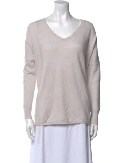 Pre-owned Minnie Rose Cashmere V-neck Sweater In Neutral