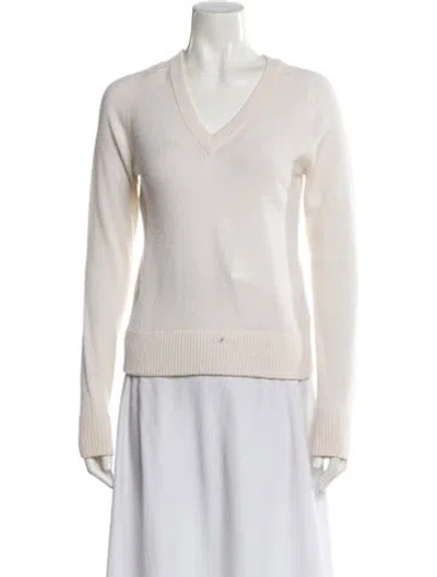 Pre-owned Minnie Rose Cashmere V-neck Sweater In Neutral