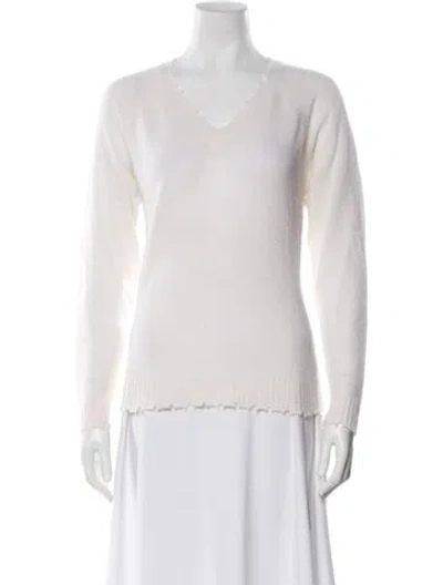 Pre-owned Minnie Rose Cashmere V-neck Sweater In Neutral