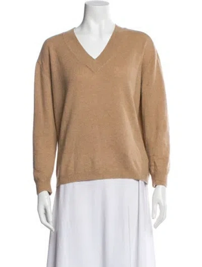 Pre-owned Minnie Rose Cashmere V-neck Sweater In Neutral