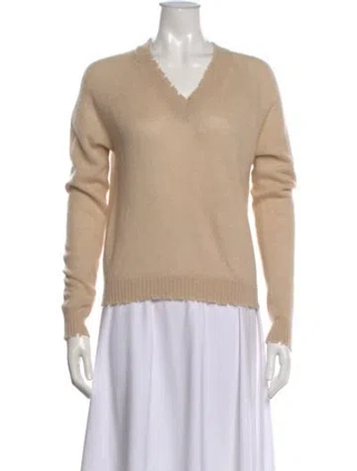 Pre-owned Minnie Rose Cashmere V-neck Sweater In Neutral