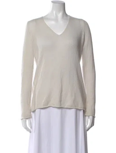 Pre-owned Minnie Rose Cashmere V-neck Sweater In Neutral