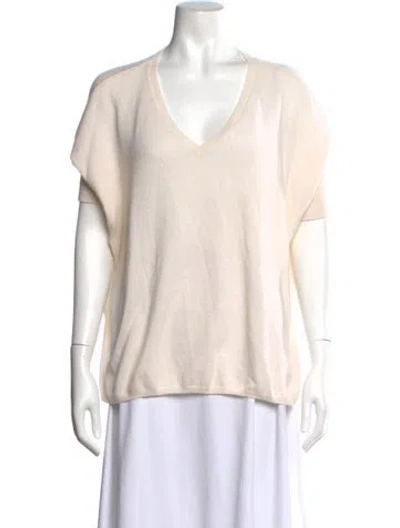 Pre-owned Minnie Rose Cashmere V-neck Sweater In Neutral