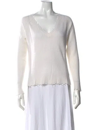 Pre-owned Minnie Rose Cashmere V-neck Sweater In Neutral