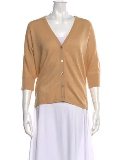 Pre-owned Minnie Rose Cashmere V-neck Sweater In Neutrals