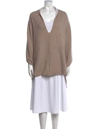 Pre-owned Minnie Rose Cashmere V-neck Sweater In Neutrals