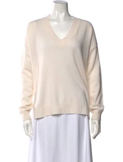 Pre-owned Minnie Rose Cashmere V-neck Sweater In Neutrals