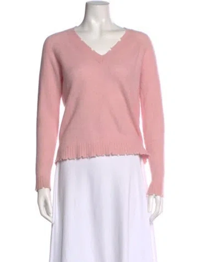 Pre-owned Minnie Rose Cashmere V-neck Sweater In Pink