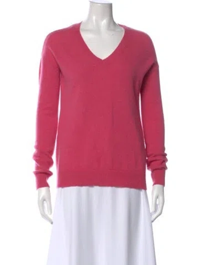 Pre-owned Minnie Rose Cashmere V-neck Sweater In Pink
